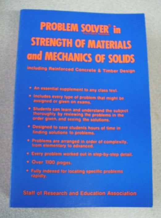 Problem Solver in Strength of Materials and Mechanics of Solids by REA 1980